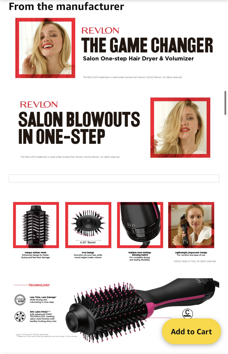 Revlon Volumizer Hot Air Brush /Dryer - photo 3