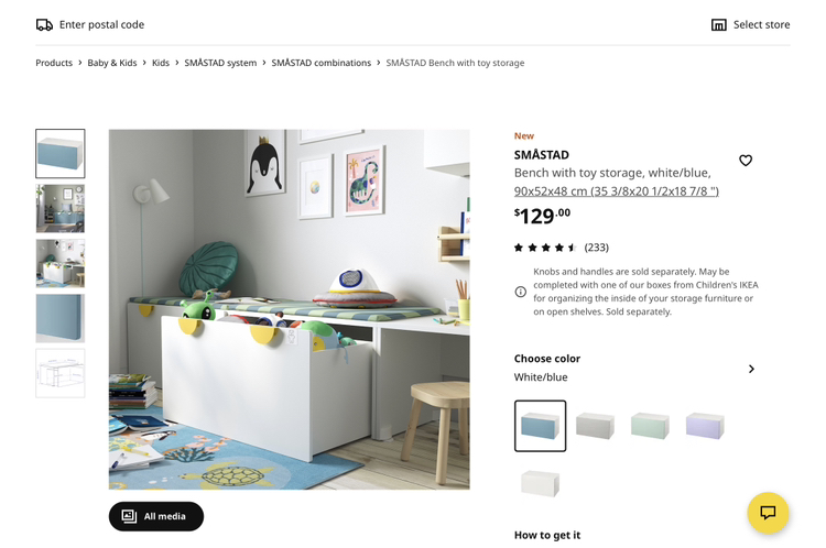 Ikea Smastad storage bench