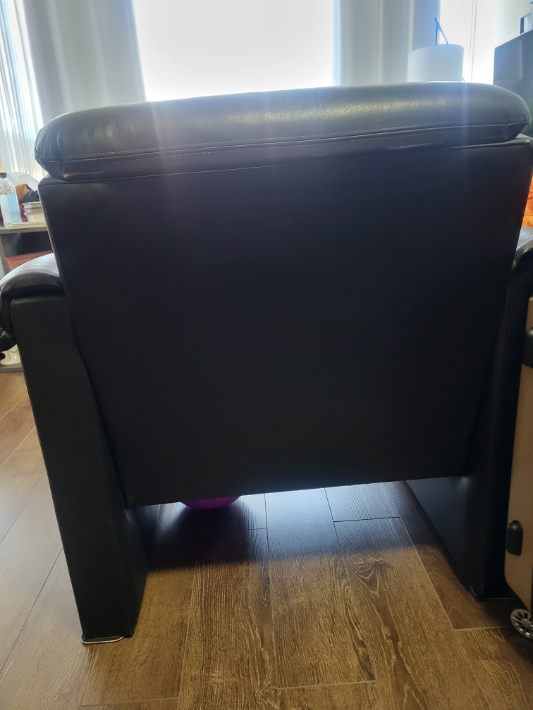 Pair of Black Leather Single Sofa Chairs