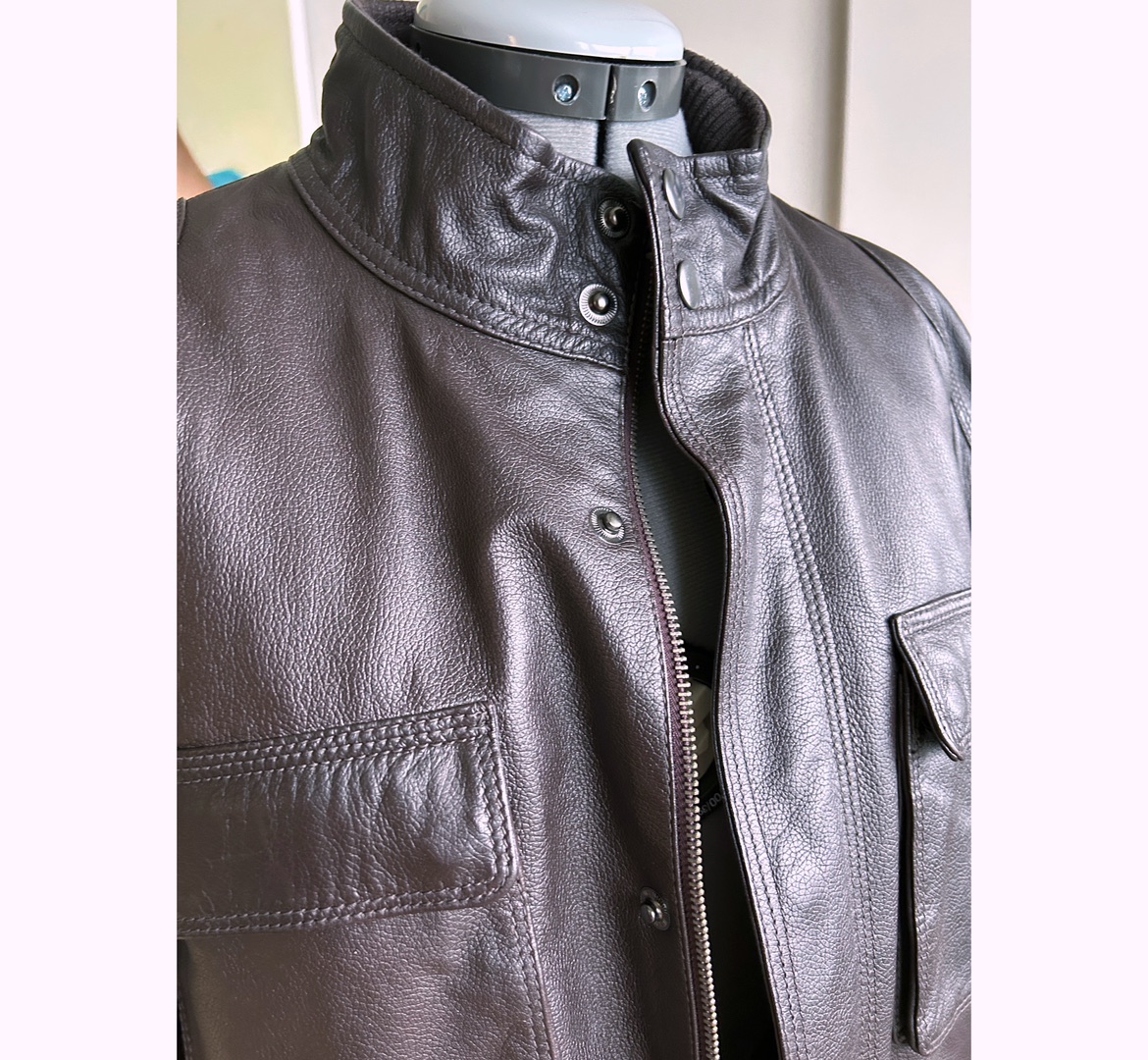 Black Brown 1826 Leather Jacket with lots of pockets image indicator(4)