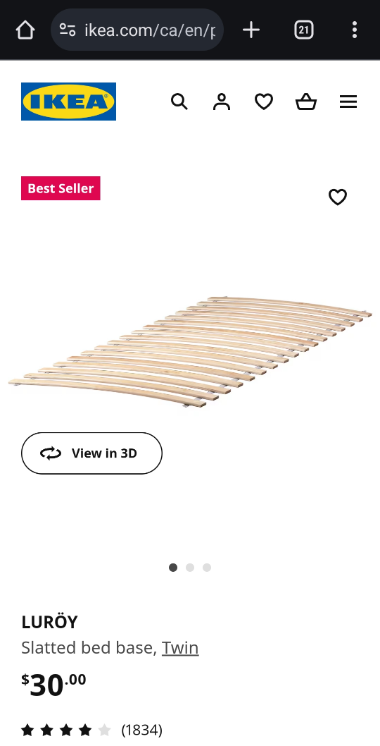 NEIDEN Bed frame, pine, Twin - photo 2