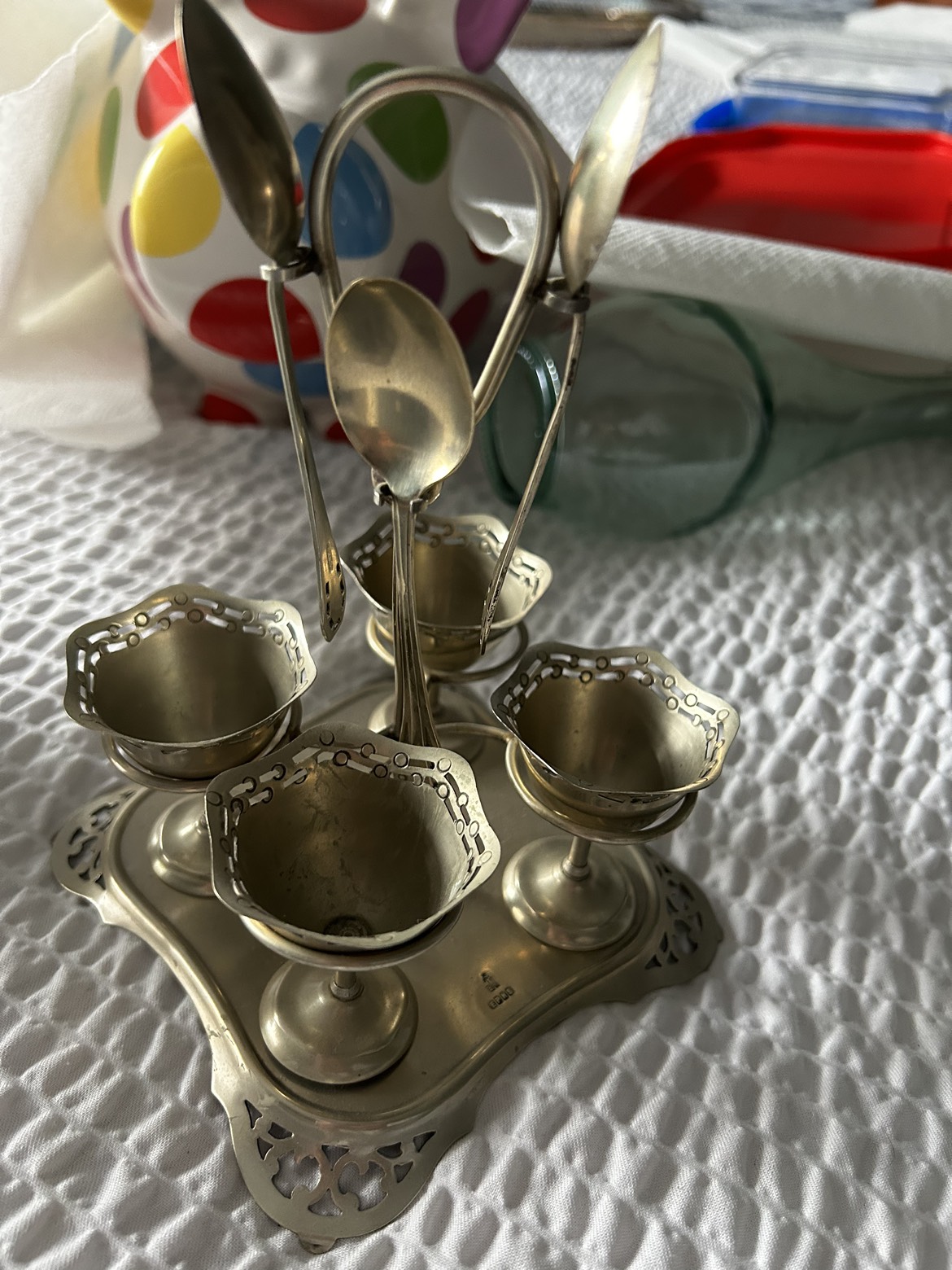 Vintage Antique Egg Cups and Holder image indicator(4)