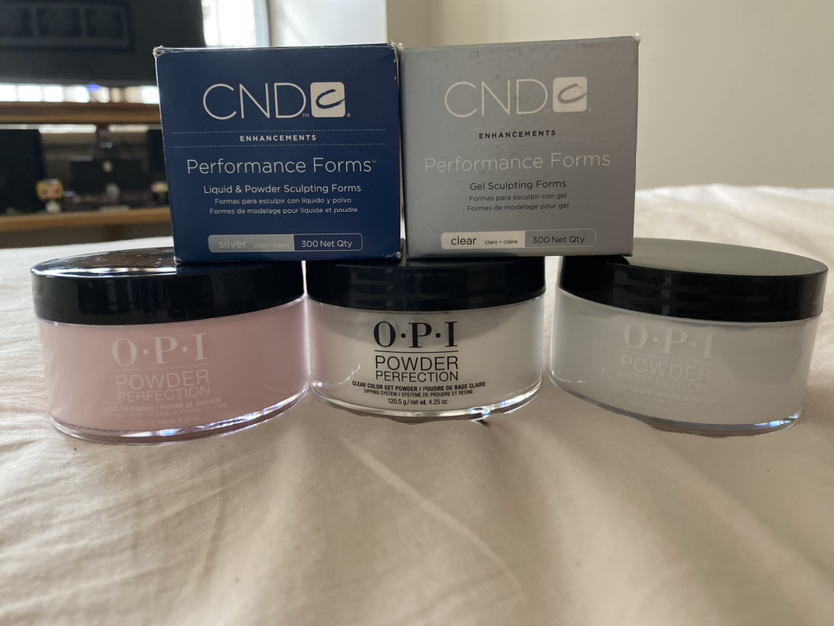 OPI nail powders + CND nail forms