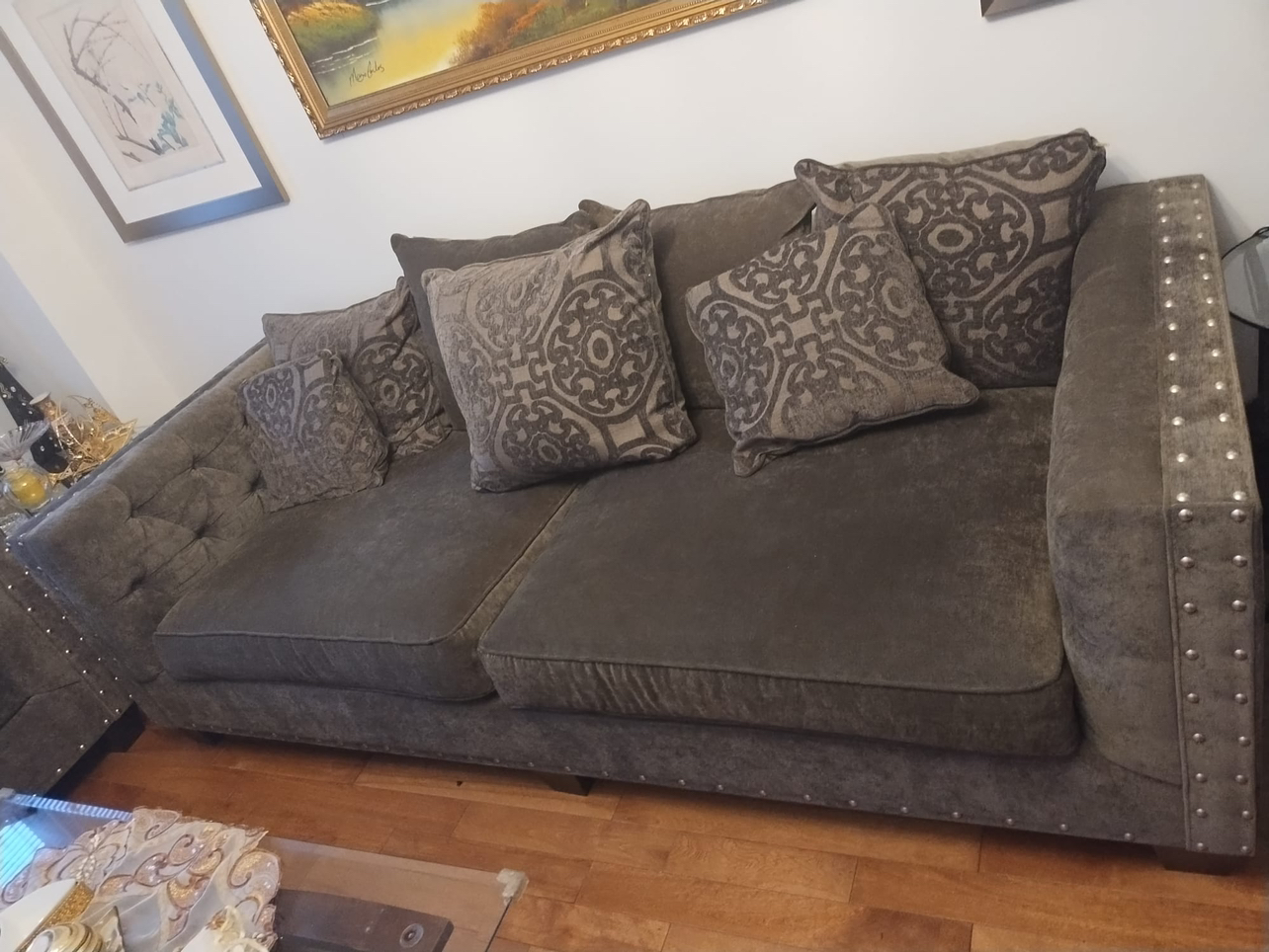 2-Piece Grey Living Room Sofa Sets (Pillows Included)