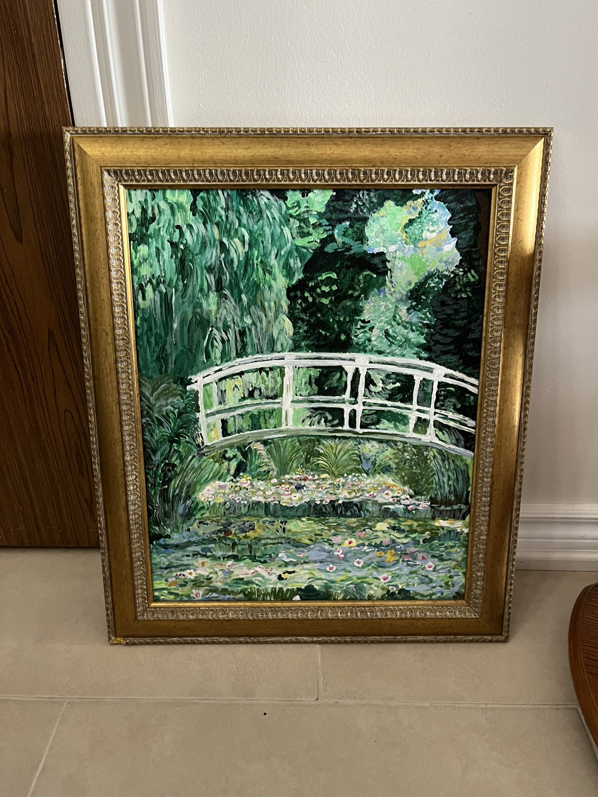 BRUSHED GOLD FRAME WITH MONET PAINTING OF WATER LILLIES thumbnail