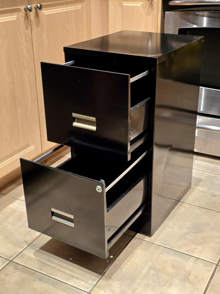 Compact 2 Drawer Vetical Filing Cabinet, Black image indicator(3)