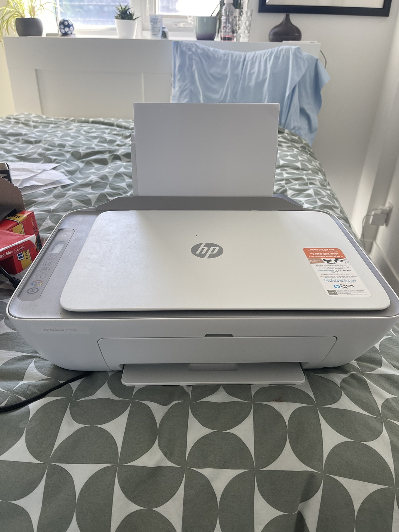 HP Deskjet 2755e Printer with ink thumbnail