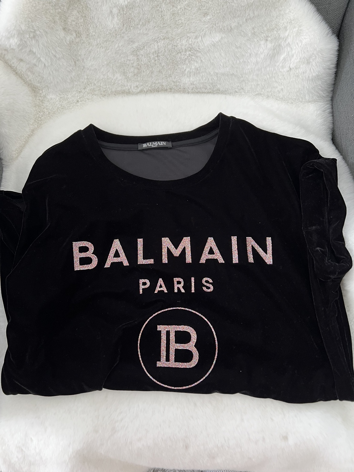 BALMAIN velvet glittered logo image indicator(2)
