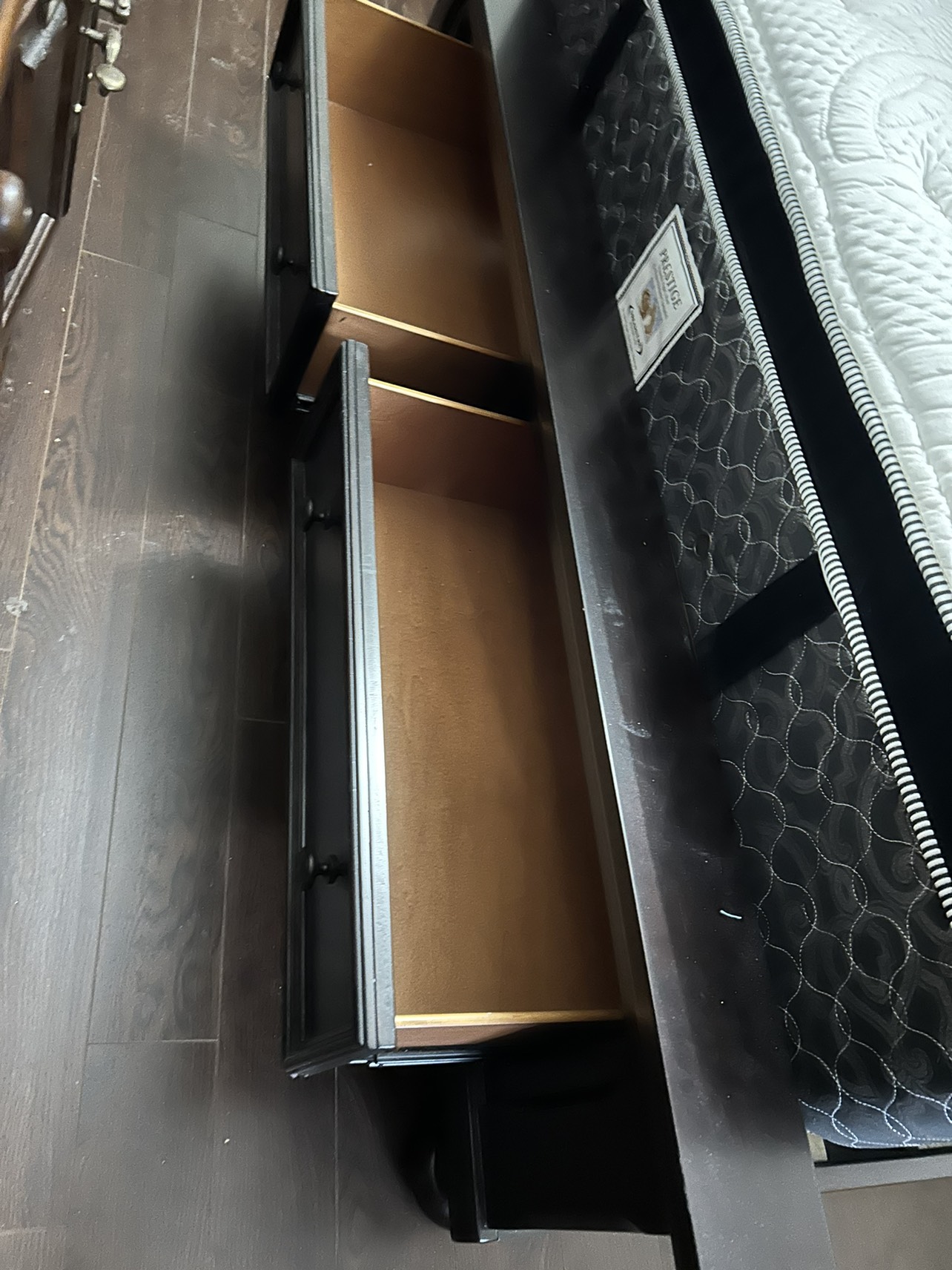 Queen bed frame with storage drawers image indicator(4)