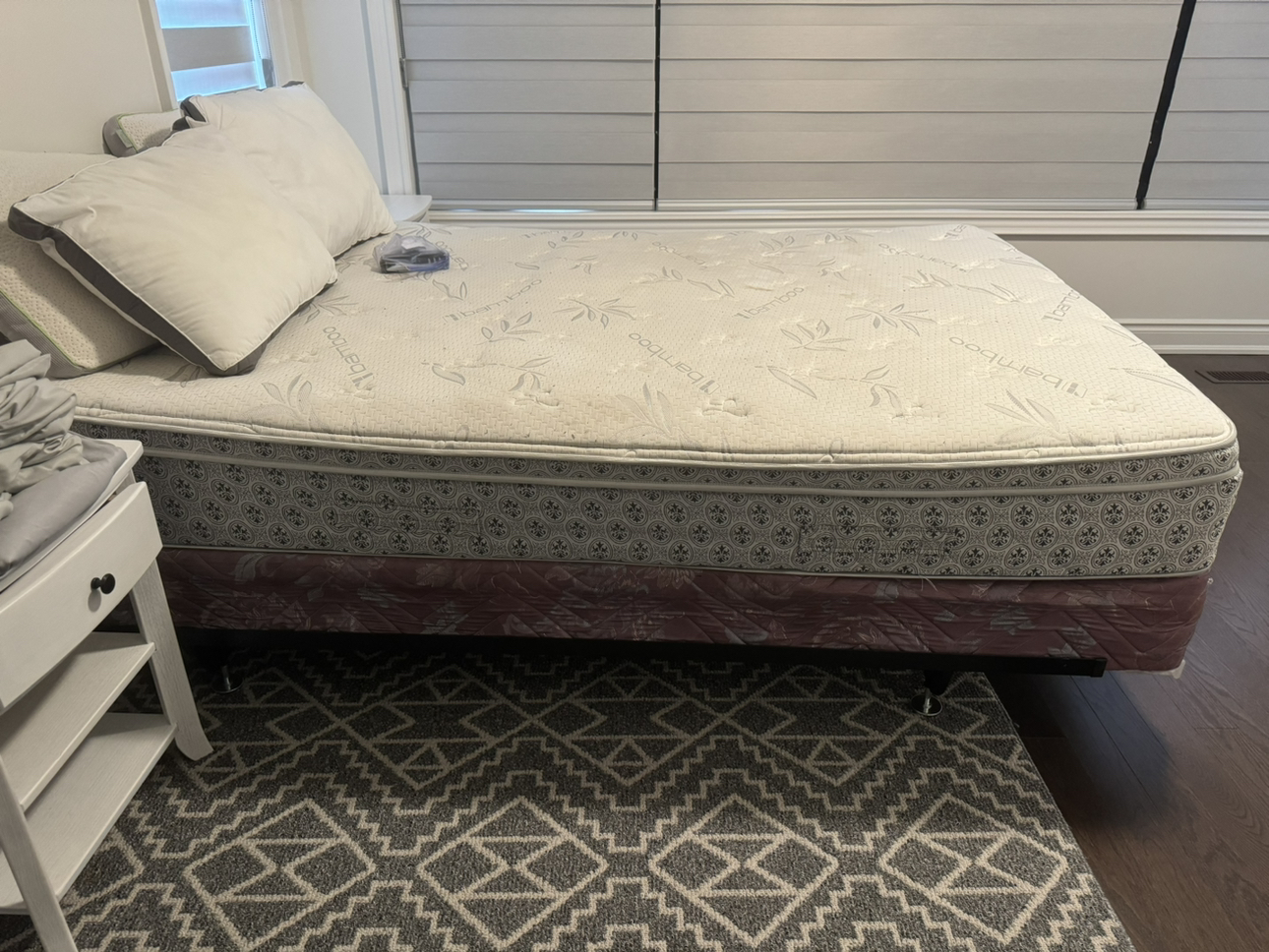 Queen mattress, boxspring and frame