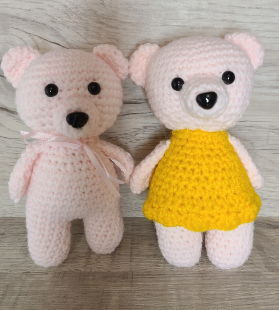 crochet personalized pink bears