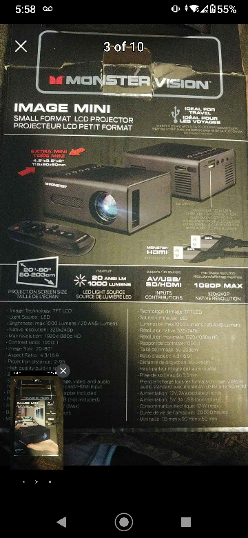 monster mini projector with 2 screens - photo 2