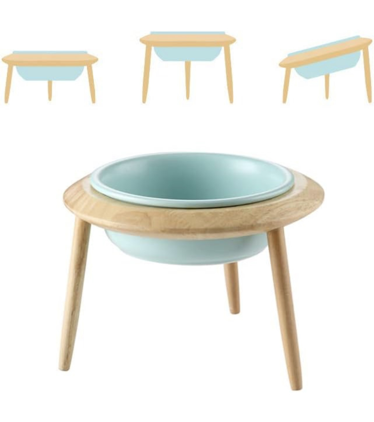 Ceramic Adjustable Elevated Raised Pet Bowl with Wood Stand - photo 4