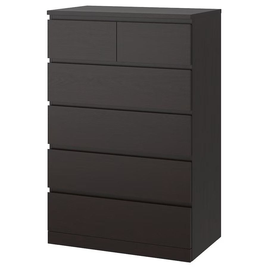 MALM 6-drawer chest, black