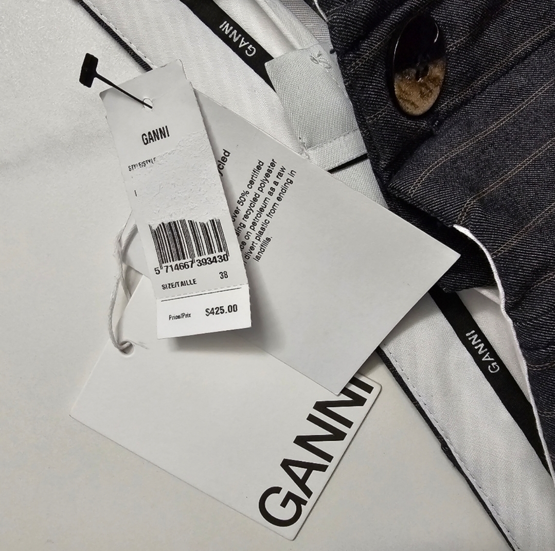 GANNI Stretch Stripe High Waist Wide Leg Pants image indicator(7)