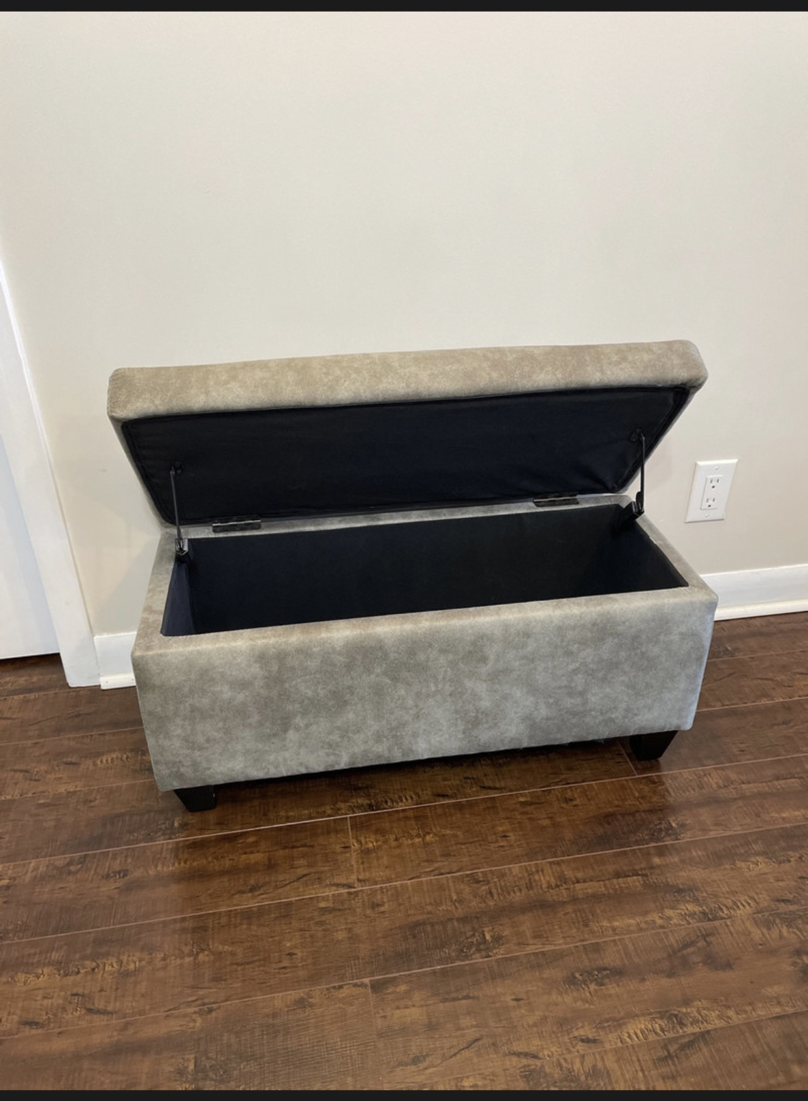Grey Suède storage ottoman