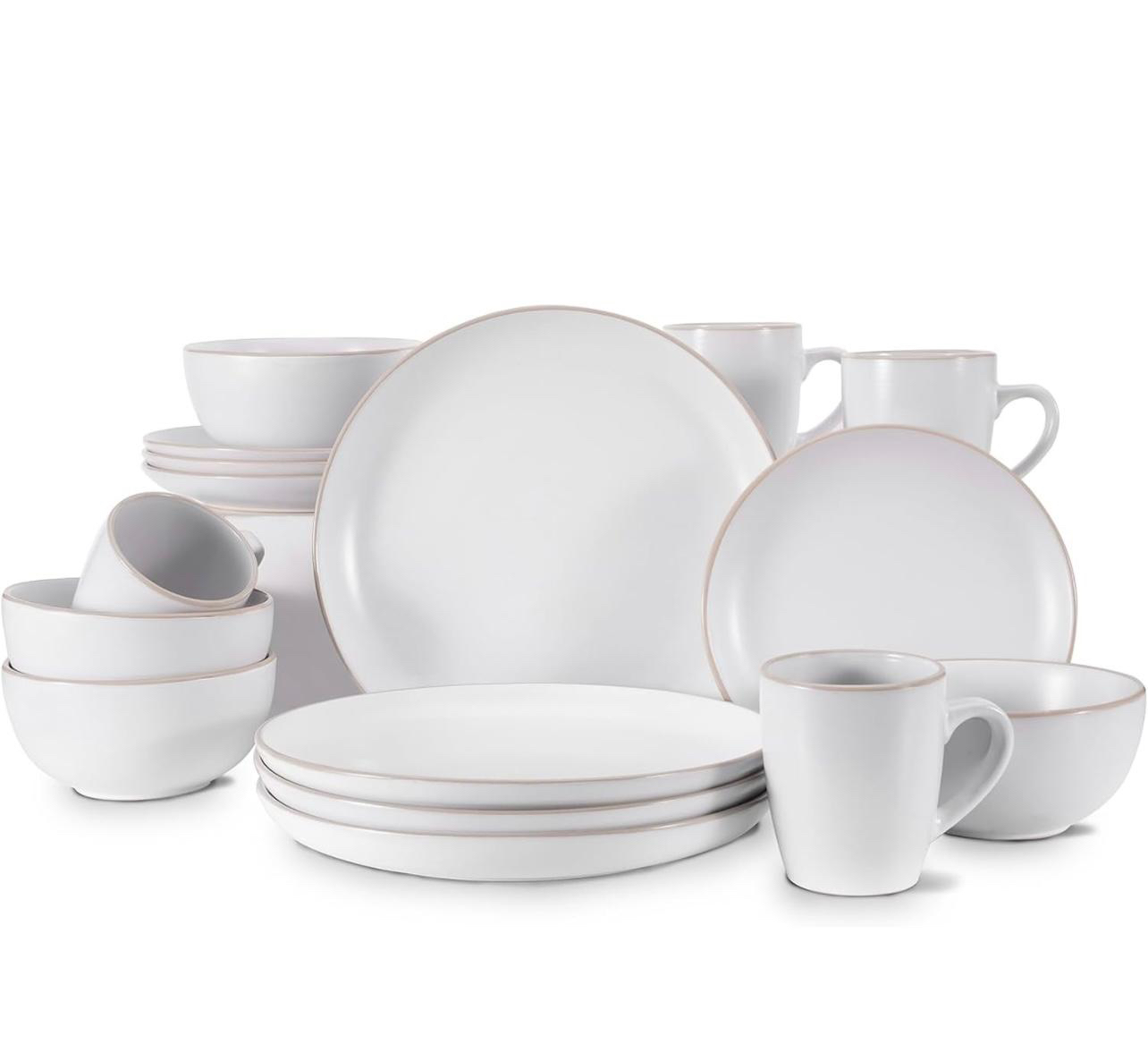 Kitchen Plates & Bowls Set with Mugs | White Dinnerware Set - photo 5