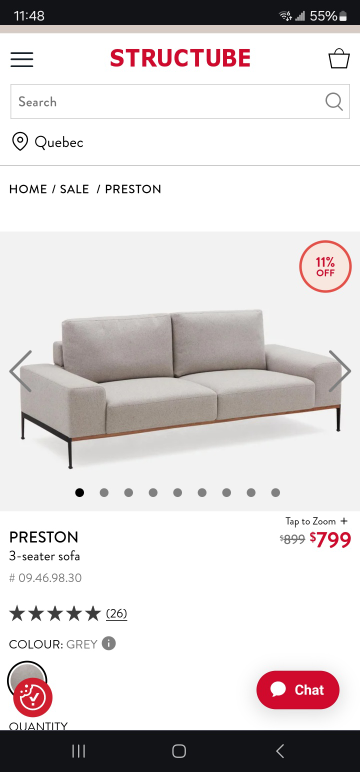 STRUCTUBE Used Sofa for sale