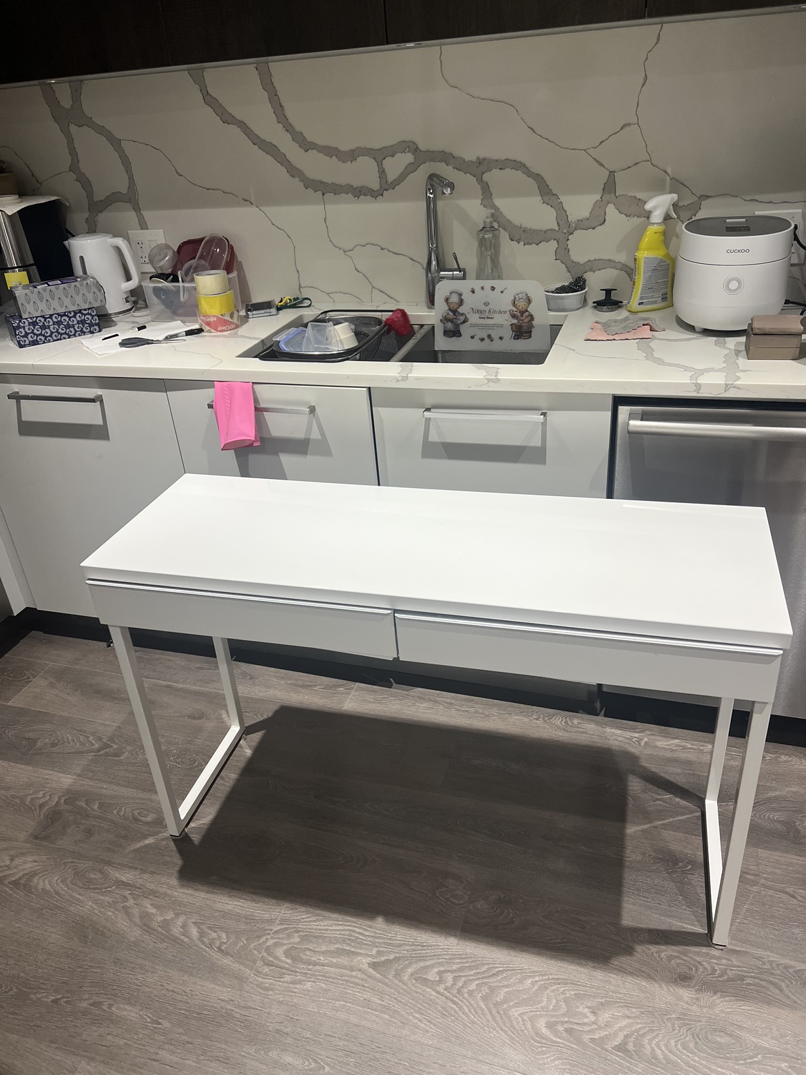 IKEA White long desk with drawers - photo 2