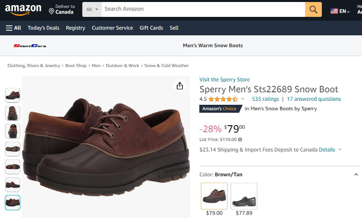 Sperry Men's STS22689 Winter Boot. Size 11. thumbnail