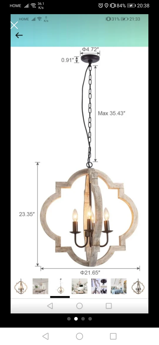 VILUXY Farmhouse Wood Chandelier Geometric Lantern image indicator(2)