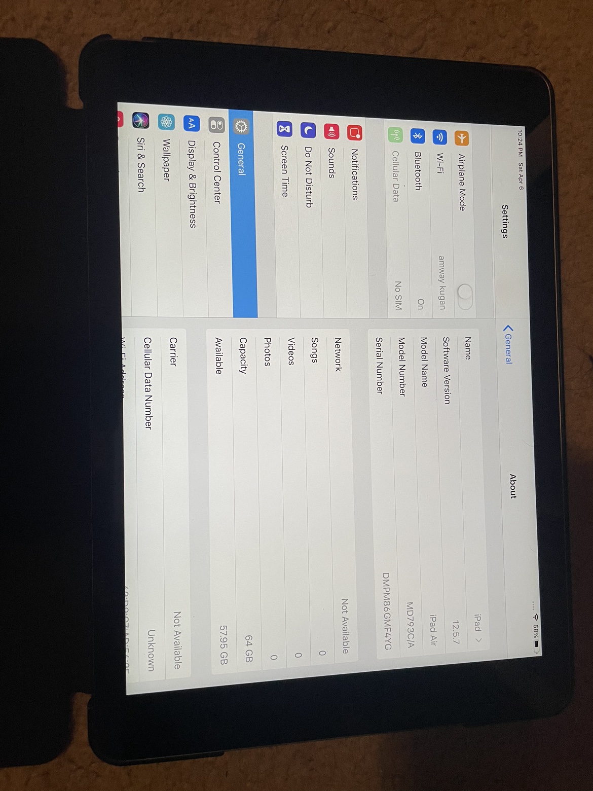 iPad Air 64GB WiFi , Cellular. Model # A1475 - photo 2