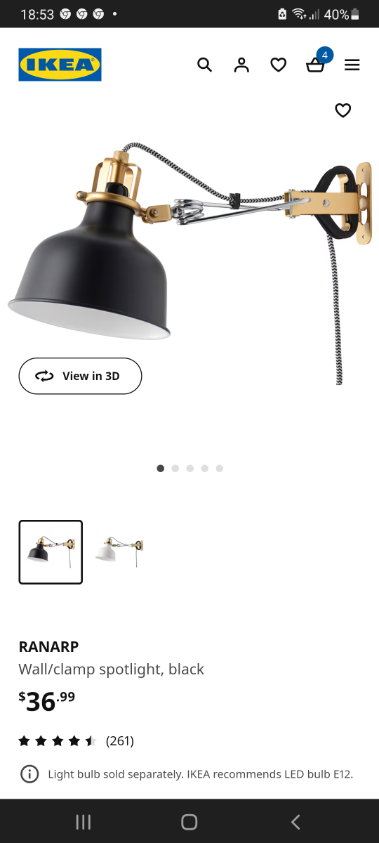 Brand new Ikea Ranarp wall Iamp