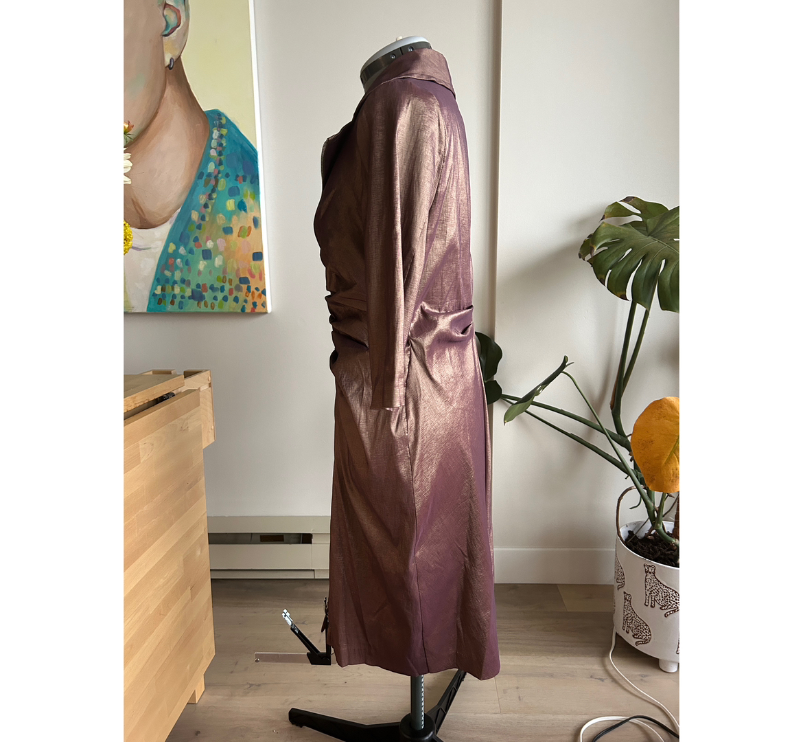 Metallic Brown Zipper Sophisticated Dress image indicator(3)