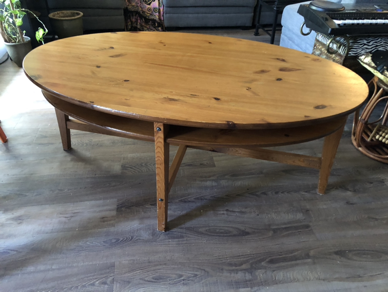 EXCELLENT WOODEN OVAL COFFEE TABLE IKEA
