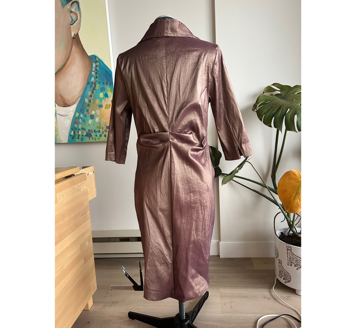 Metallic Brown Zipper Sophisticated Dress image indicator(4)