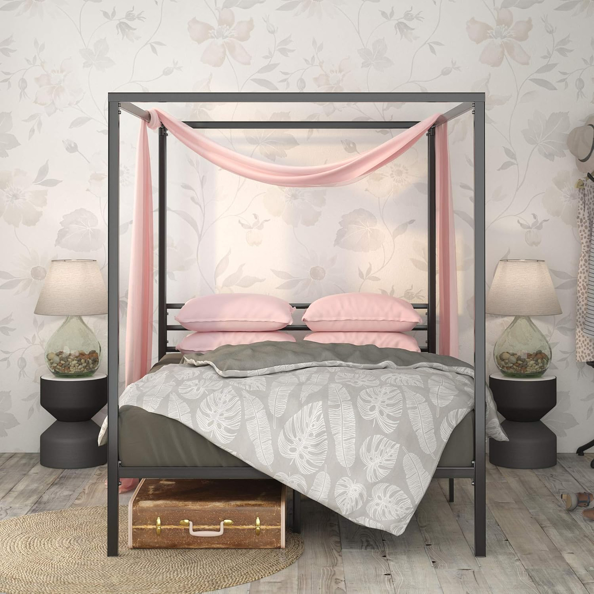 New ZINUS Patricia Black Metal Canopy Platform Bed Frame, Queen - photo 2