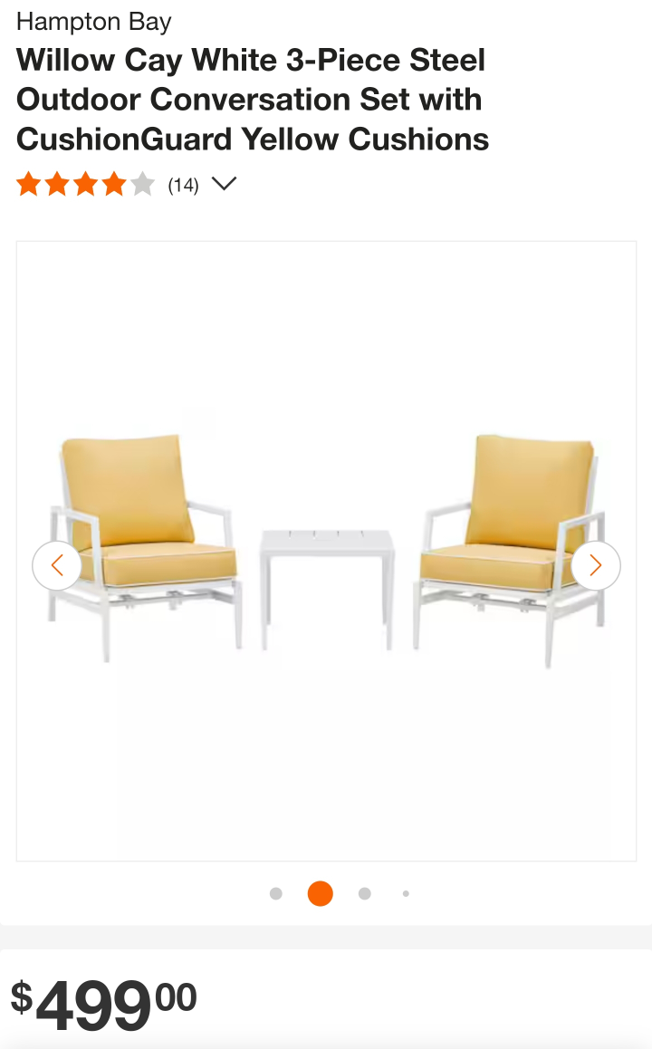 yellow 3 piece outdoor chair and table set