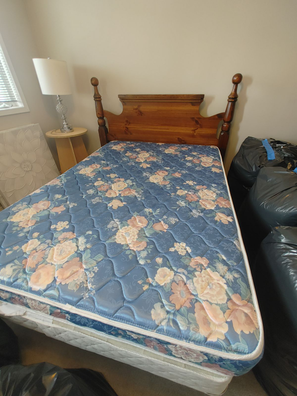 moving sale - wooden double bed and dresser thumbnail