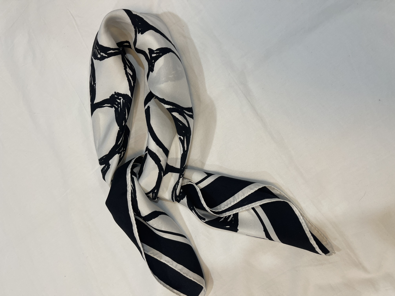 Black & White Silk Scarf thumbnail