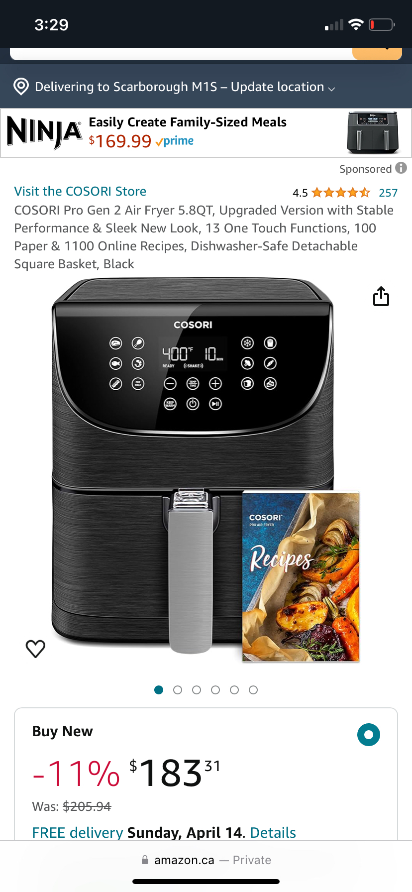 COSORI Pro Gen 2 Air Fryer 5.8QT with spare basket - photo 4
