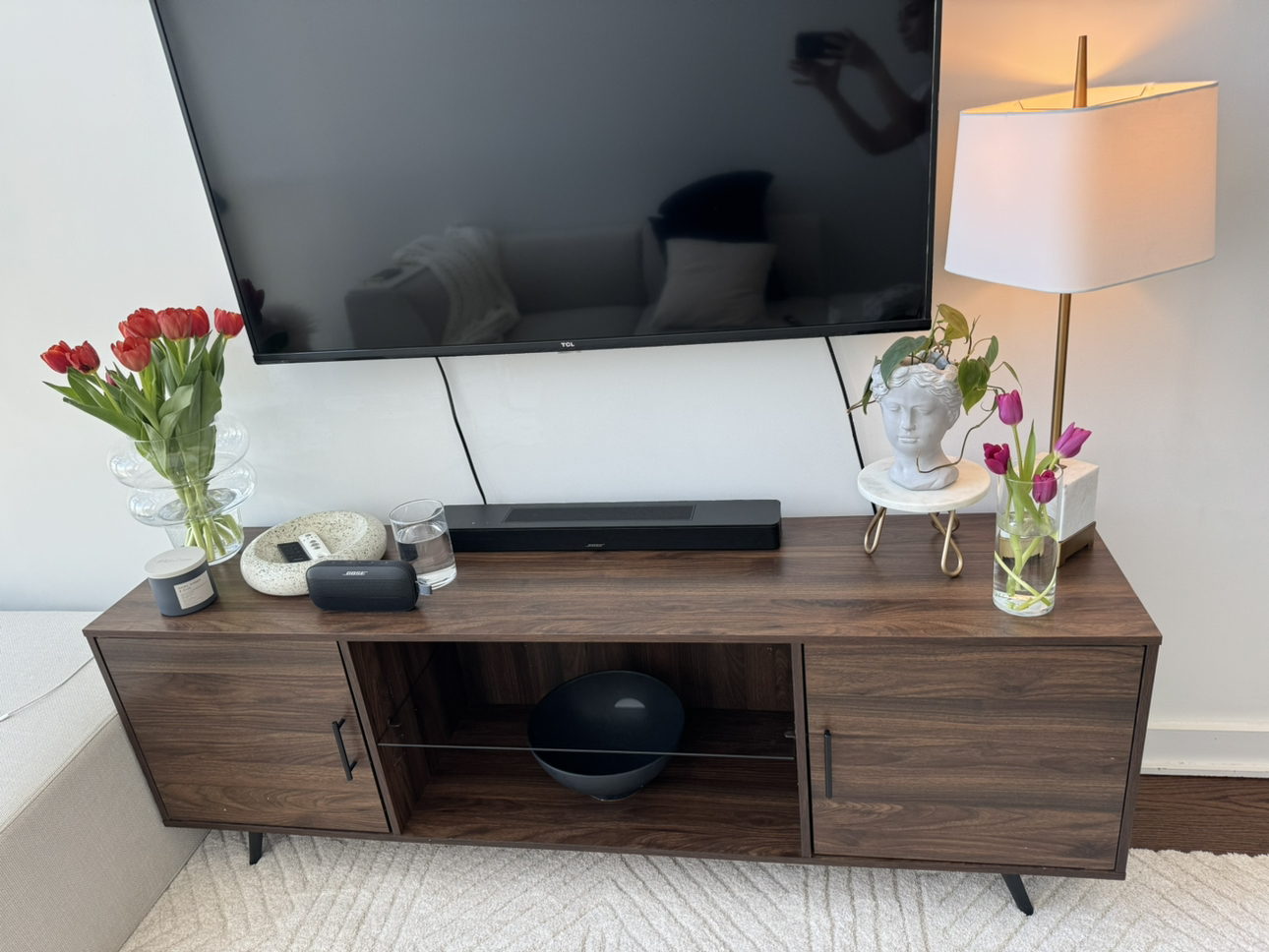 $250 Wooden TV Stand With Cabinets