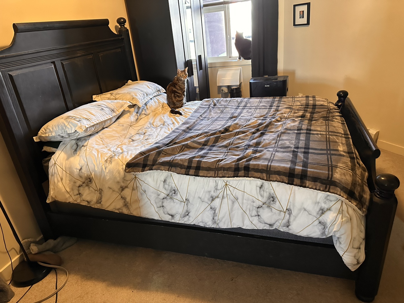 Black queen size bed frame