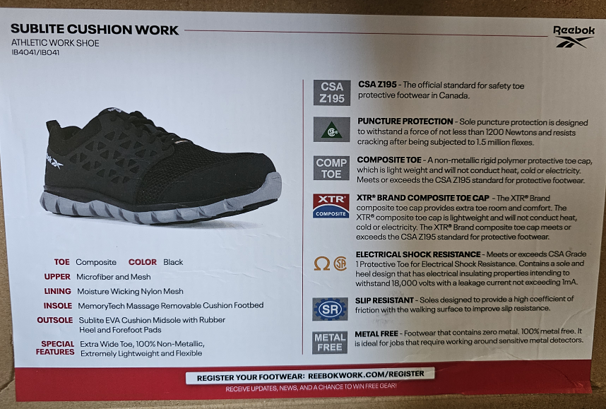 brand New Reebook Steel toe for