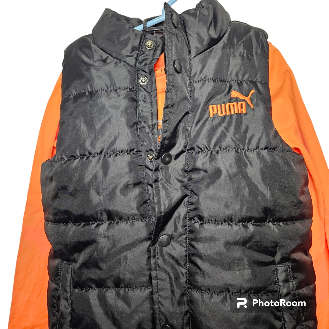 Puma 3 Piece Set W/ Long Slv, Joggers, Puffy Vest Sz 7 - photo 3