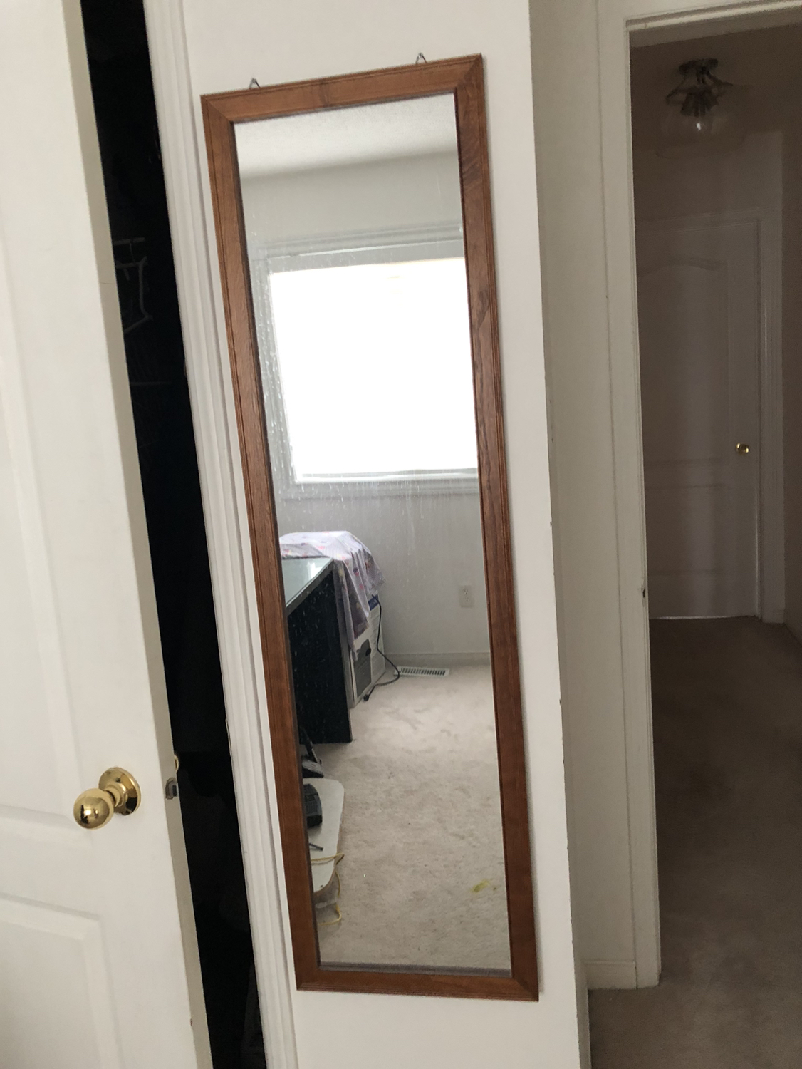 Wooden rectangular door mirror