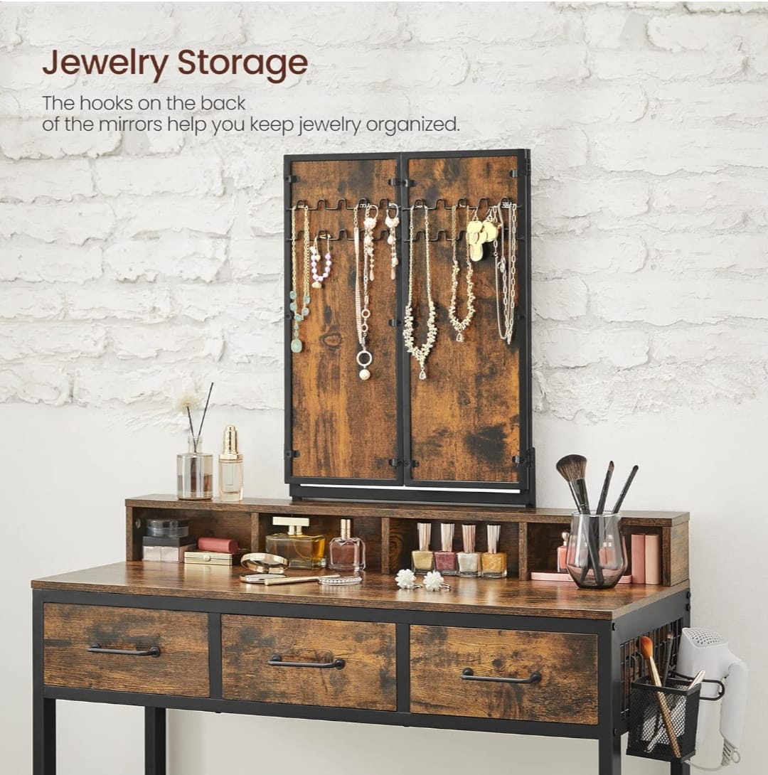 Vasagle Vanity set with mirror and stool. New. W/chipped piece - photo 4