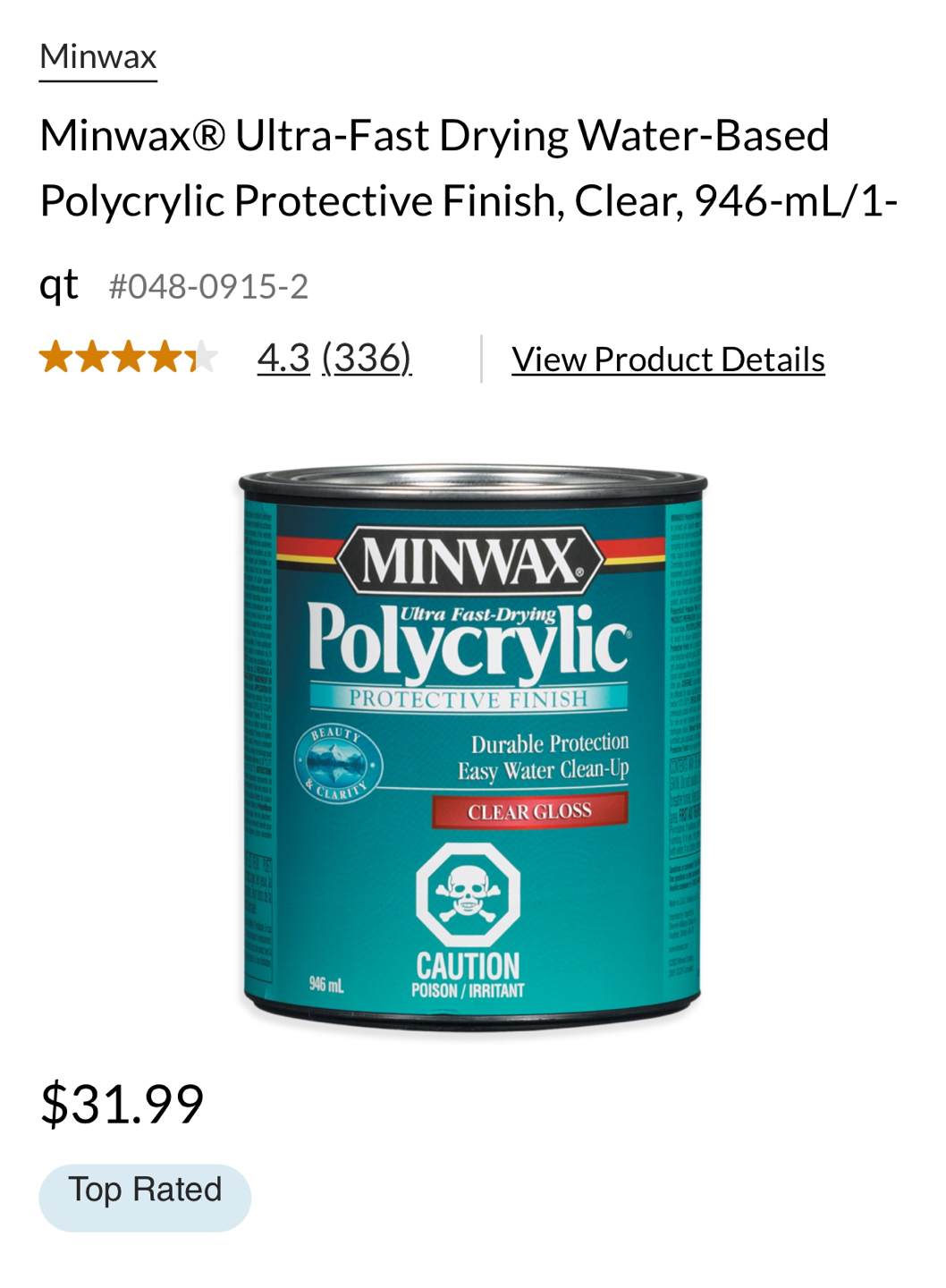 Minwax Ultra-Fast Drying Polycrylic Protective Finish - photo 3