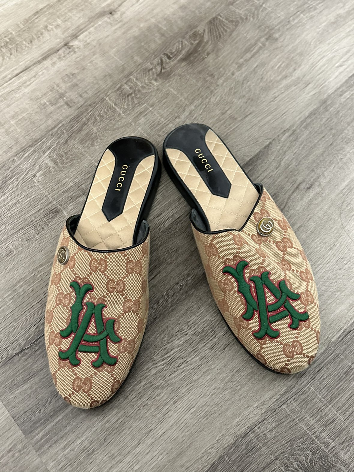 Gucci Princetown horsebit canvas-jacquard slippers