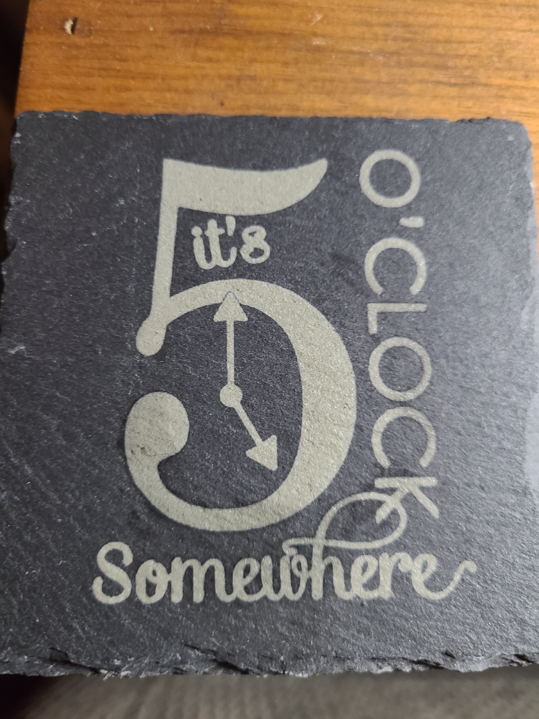 Laser engraved slate coasters