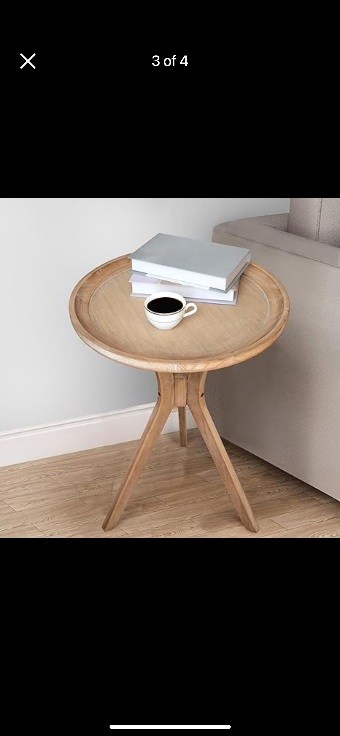 Natural Wood Tray Side Table - photo 3