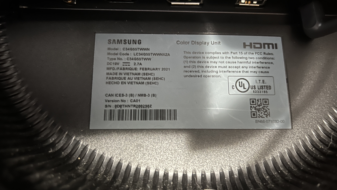 SAMSUNG C34G55TWWN Ultrawide Monitor with Broken Panels - photo 2