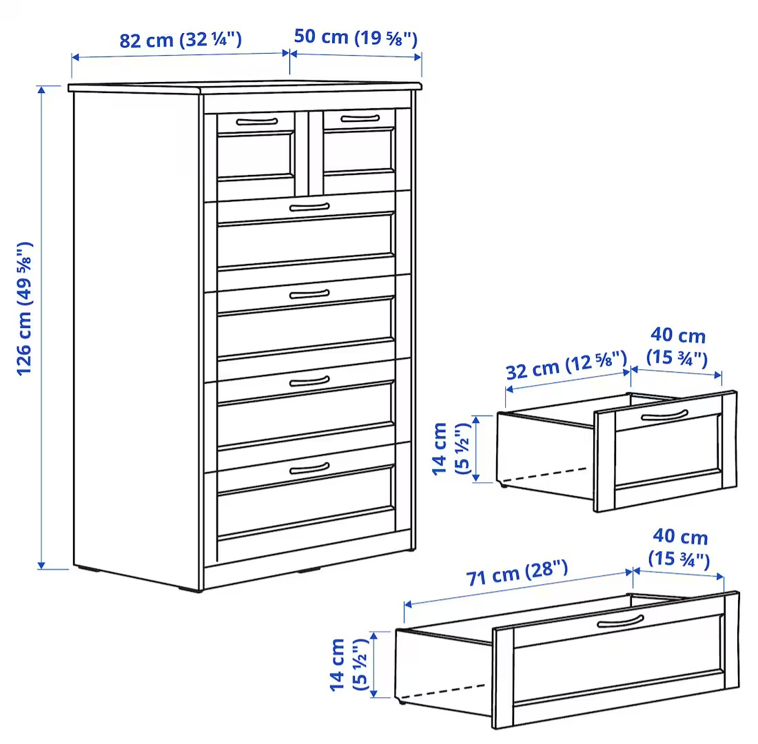 IKEA SONGESAND 6-drawer chest, 82x126 cm (32 1/4x49 5/8 ") - photo 2