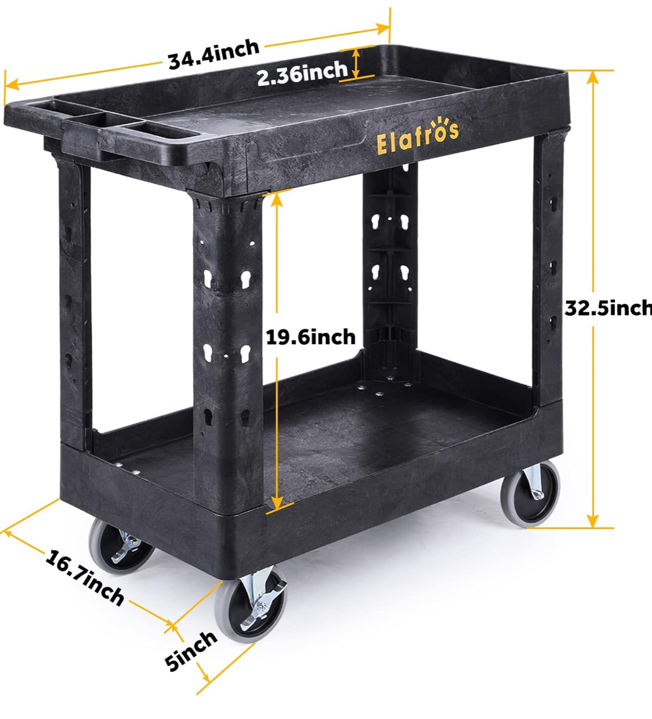 Heavy Duty Plastic Utility Cart 34 x 17 Inch - photo 4