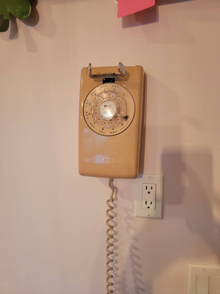 pink rotary wall mount phone - photo 2