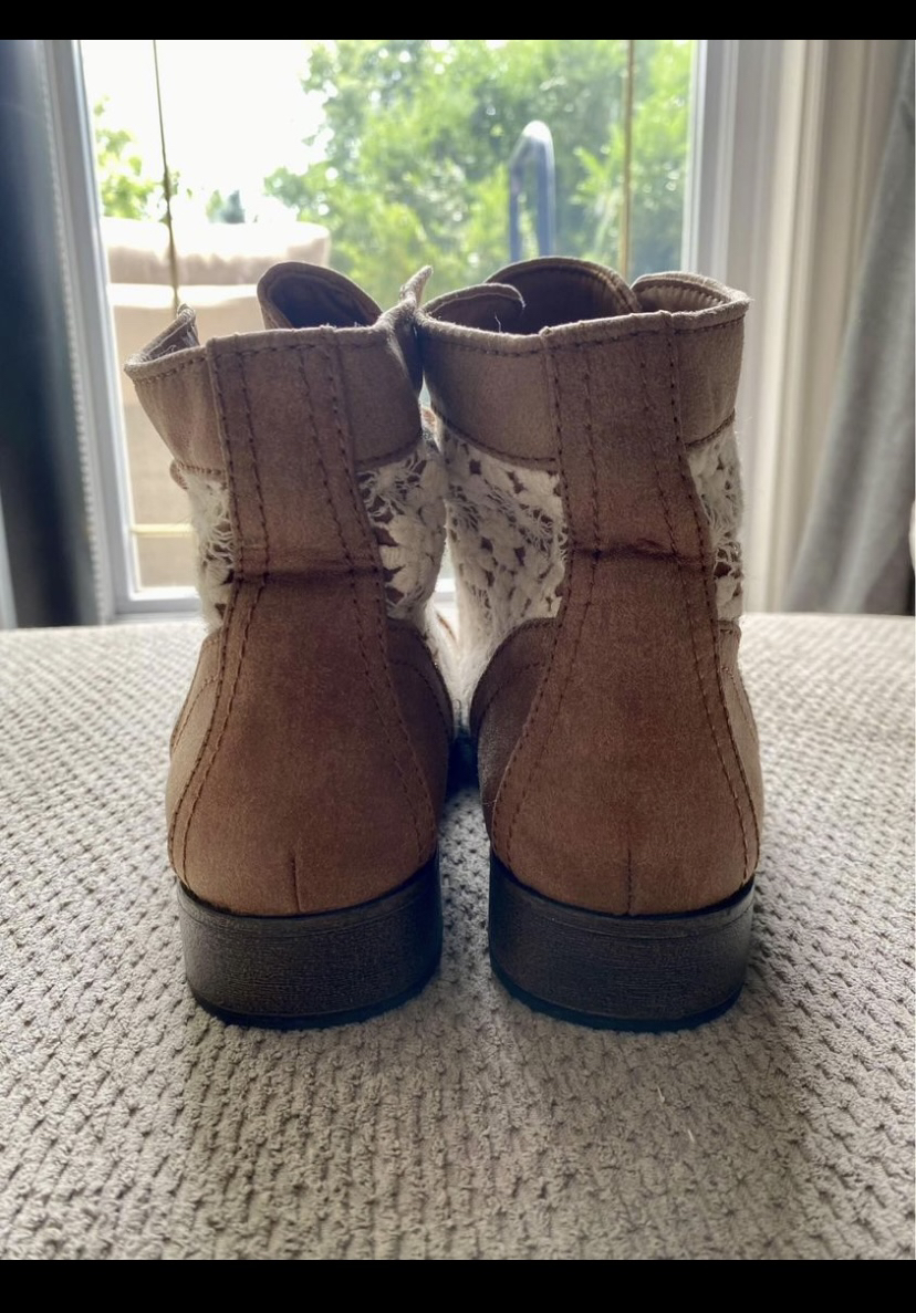 Women’s Brown Boots with Laces and Crochet Design image indicator(3)
